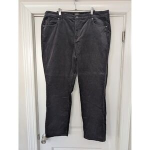 Talbots Womens Black Corduroy Straight Leg Pants Size 18W classic office